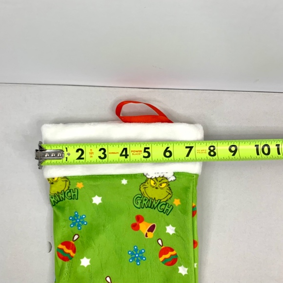 The Grinch Santa Hat Snowflake 17 inch long green red Holiday Christmas stocking - Picture 7 of 8